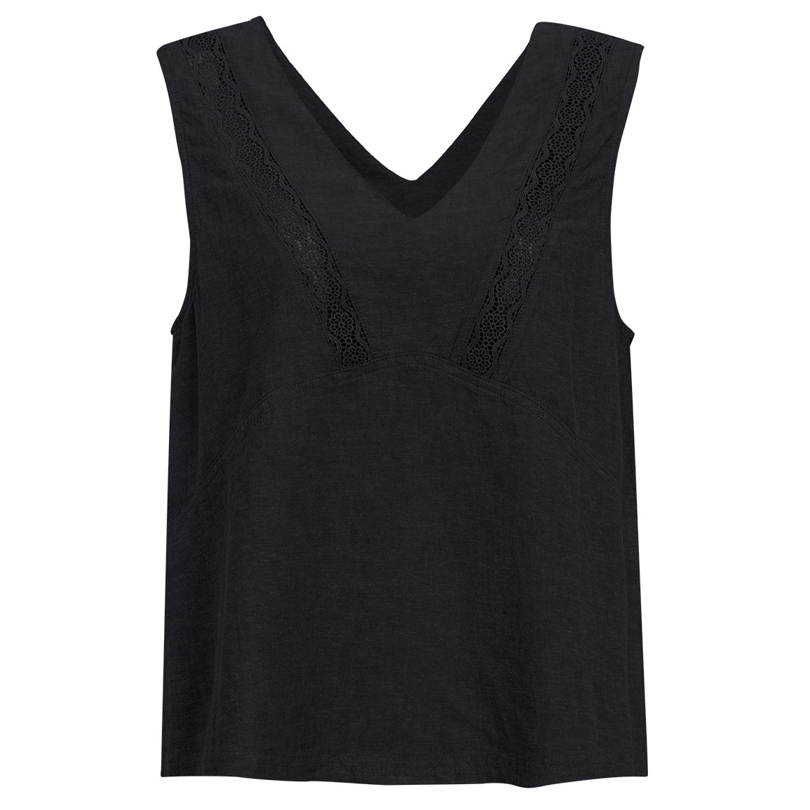 Damen Leinen-Bluse mit Häkelspitze