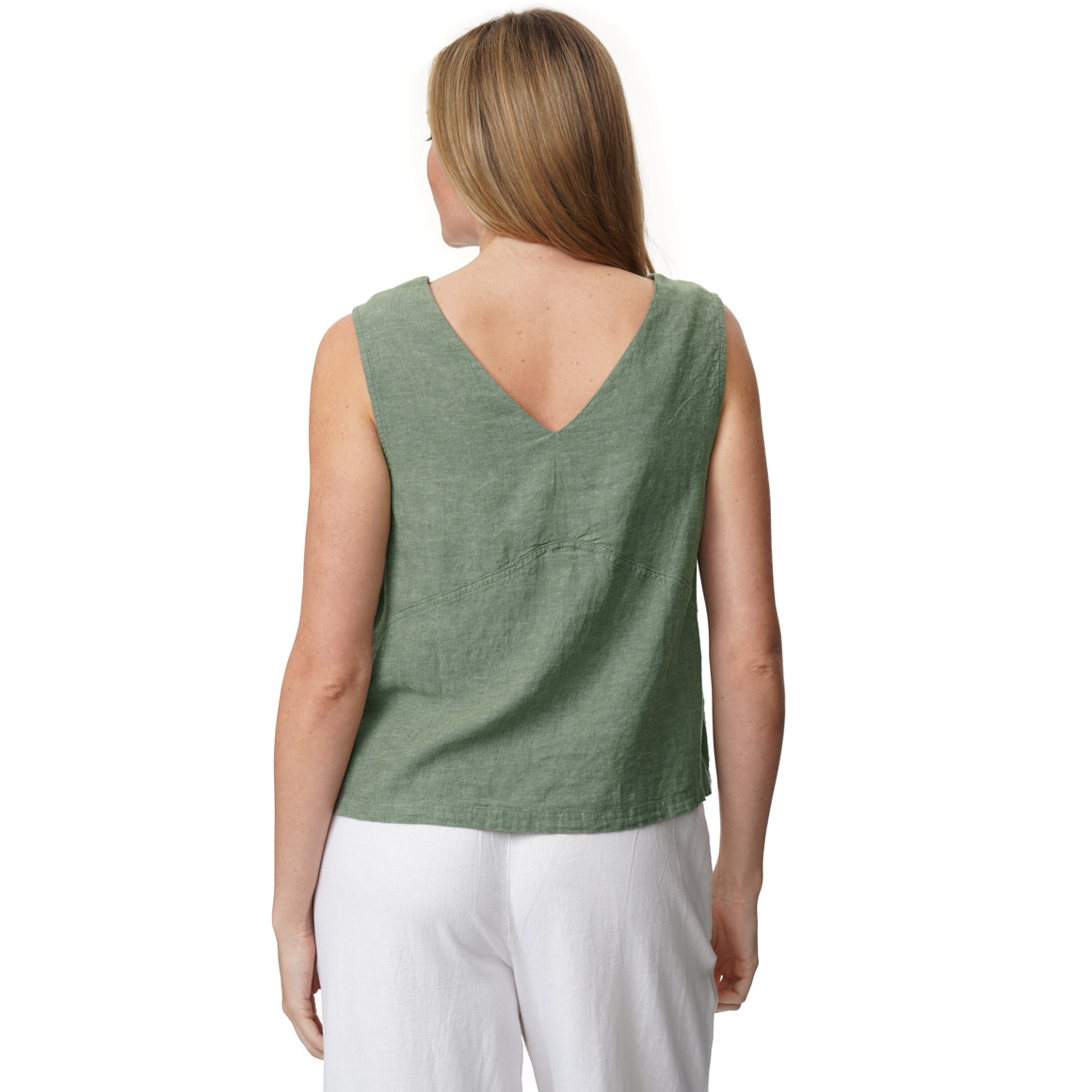 Damen Leinen-Bluse mit Häkelspitze