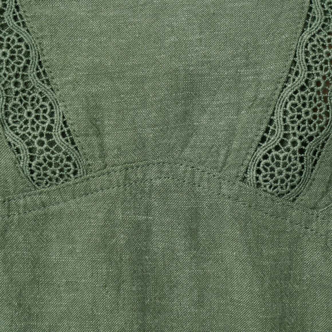 Damen Leinen-Bluse mit Häkelspitze