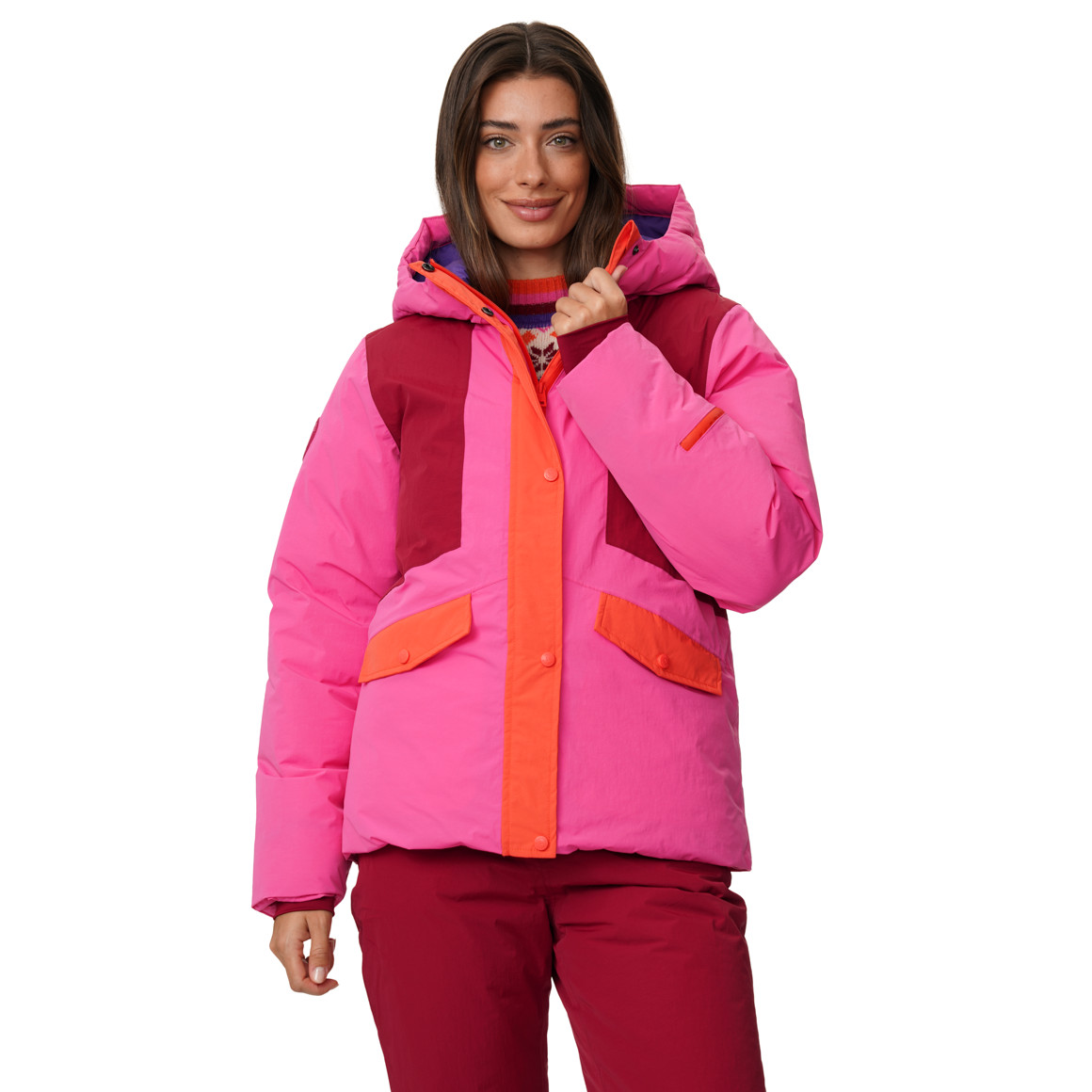 Dames-sneeuwjas met kleuraccenten