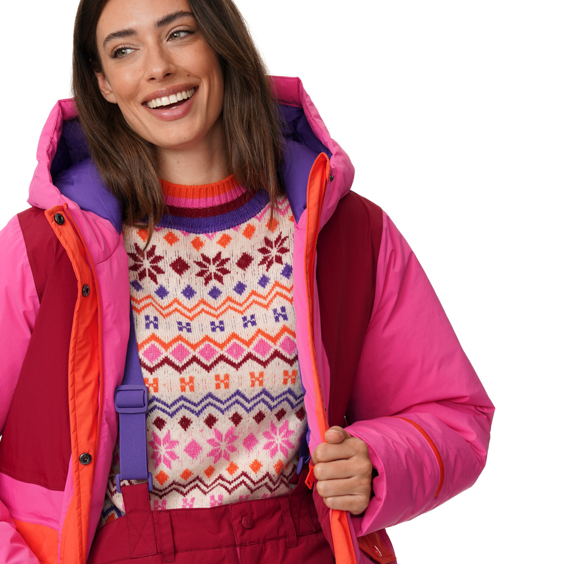 Dames-sneeuwjas met kleuraccenten