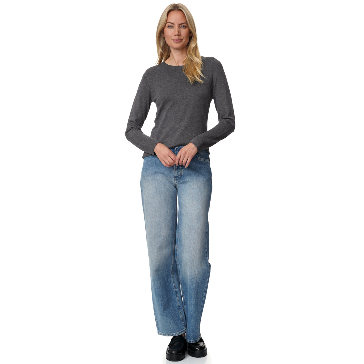 Damen Feinstrickpullover Rundhalsausschnitt