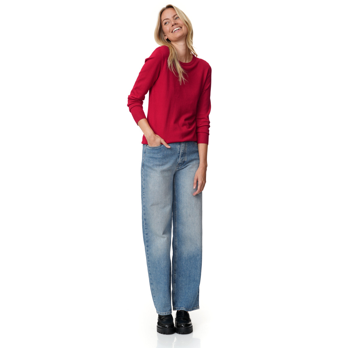 Damen Feinstrickpullover Rundhalsausschnitt