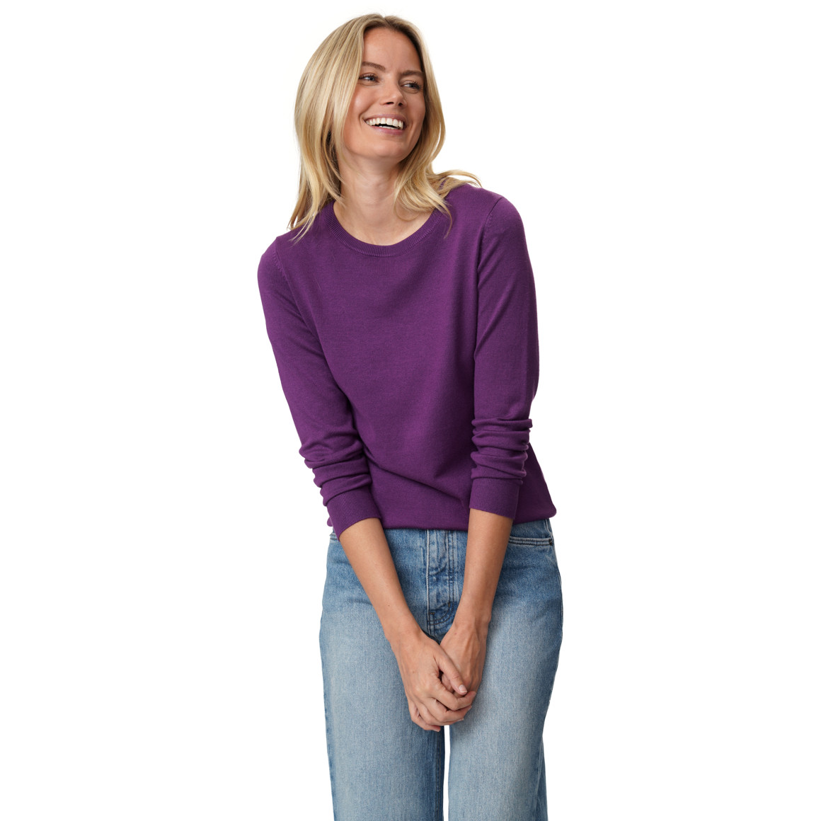 Damen Feinstrickpullover Rundhalsausschnitt