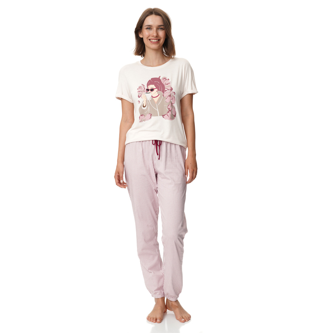 Damen Schlafhose gestreift