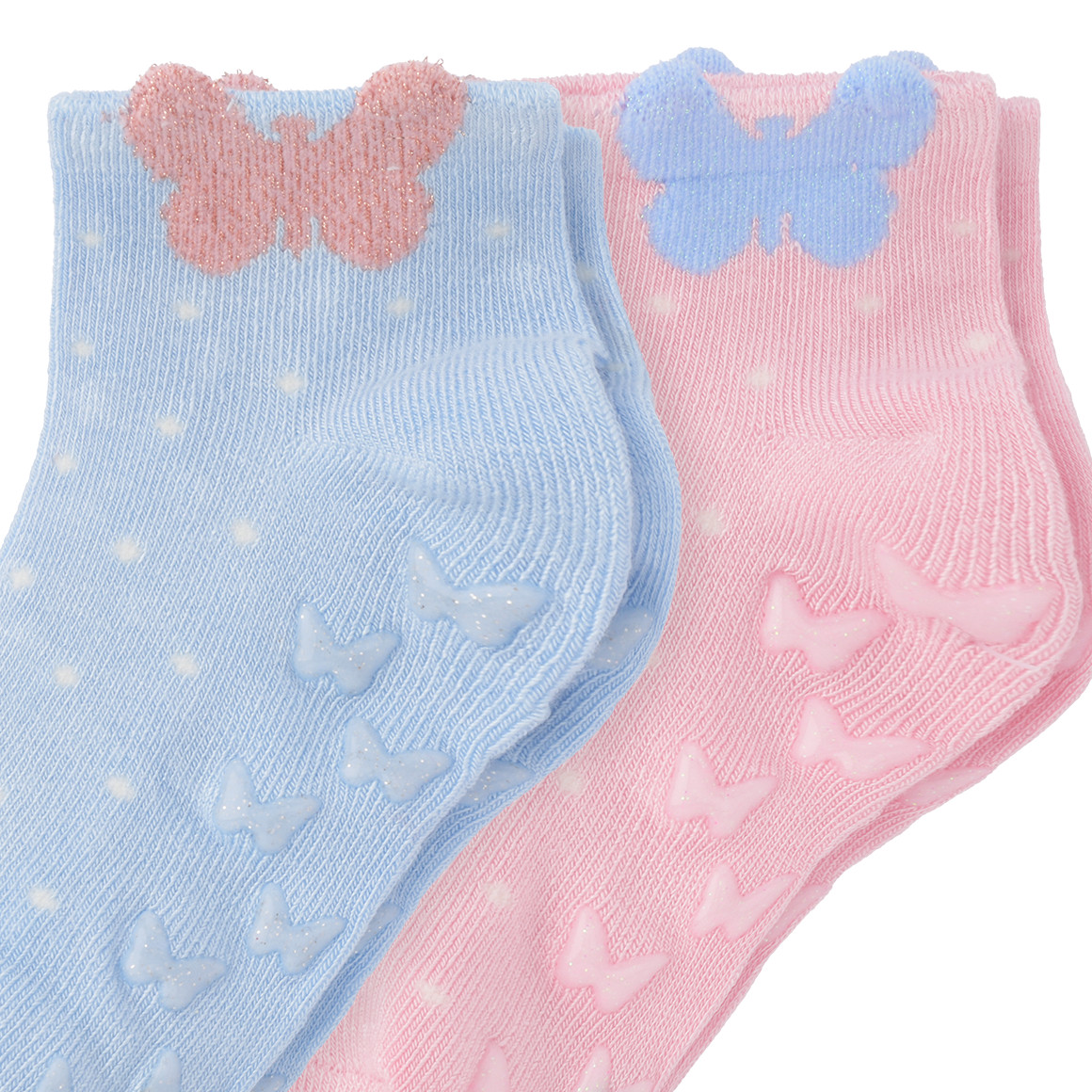 2 Paar Mädchen Stoppersocken knöchelhoch