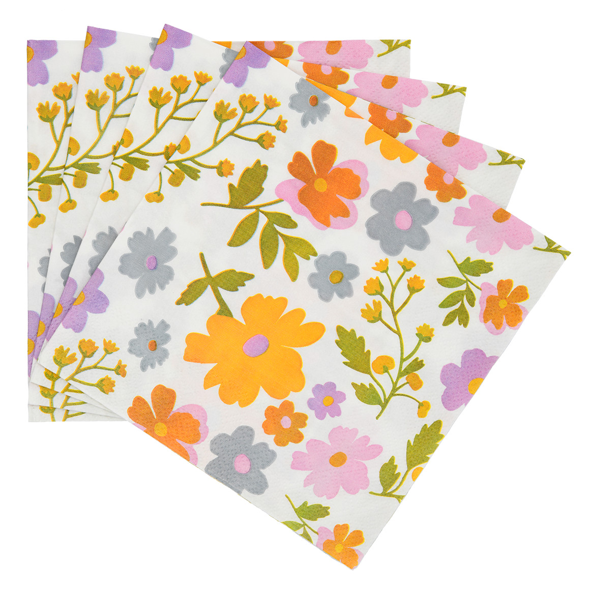 20 Servietten mit Blumen-Muster