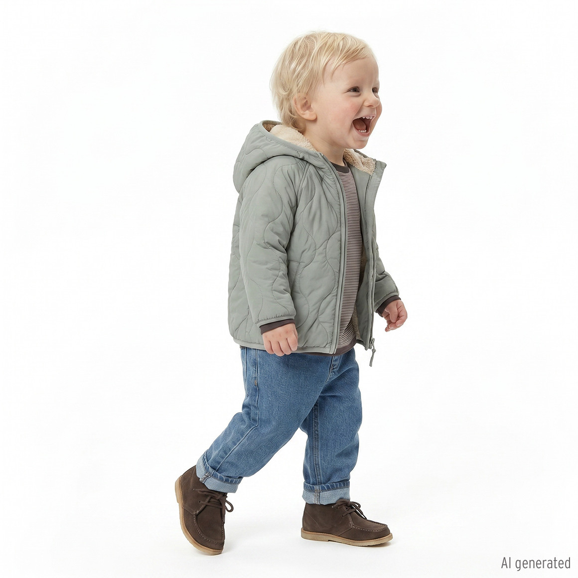 Baby Steppjacke mit Teddyfutter