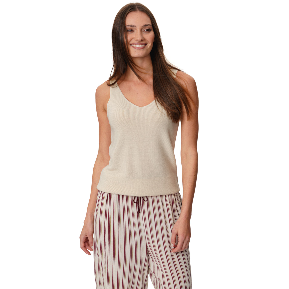 Damen Stricktop mit Rippstruktur