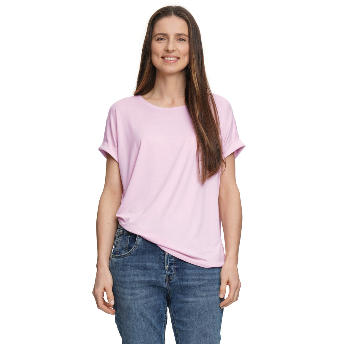 Dames-T-shirt met vaste turn-ups