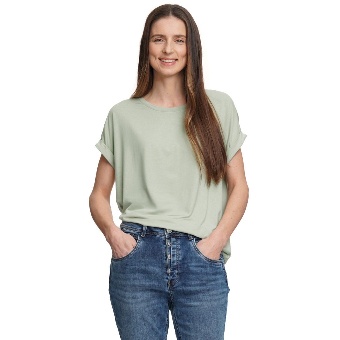 Damen T-Shirt mit fixierten Turn-ups