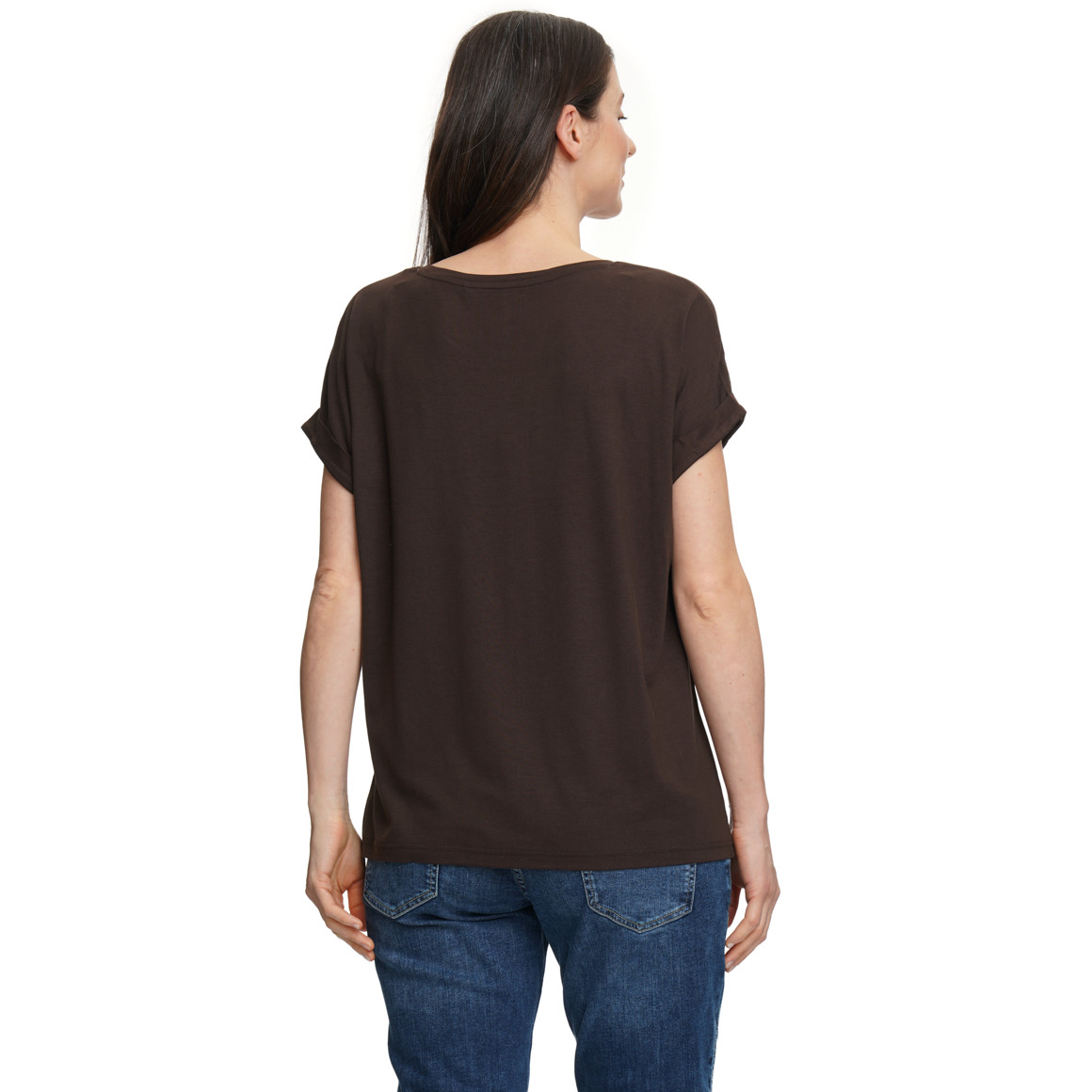 Dames-T-shirt met vaste turn-ups