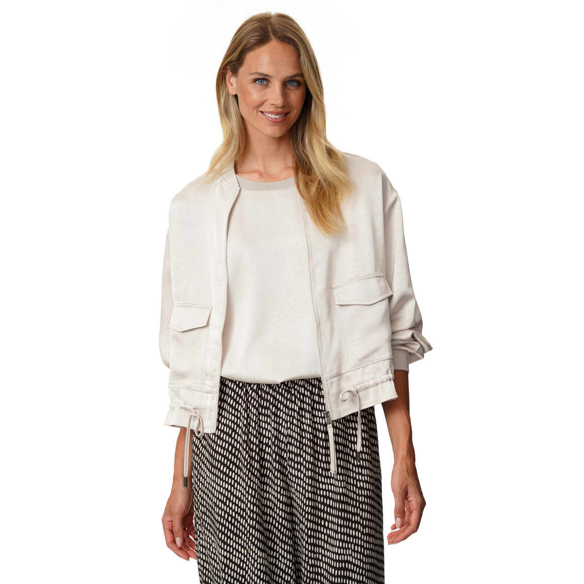 Damen Satin-Jacke mit Reißverschluss