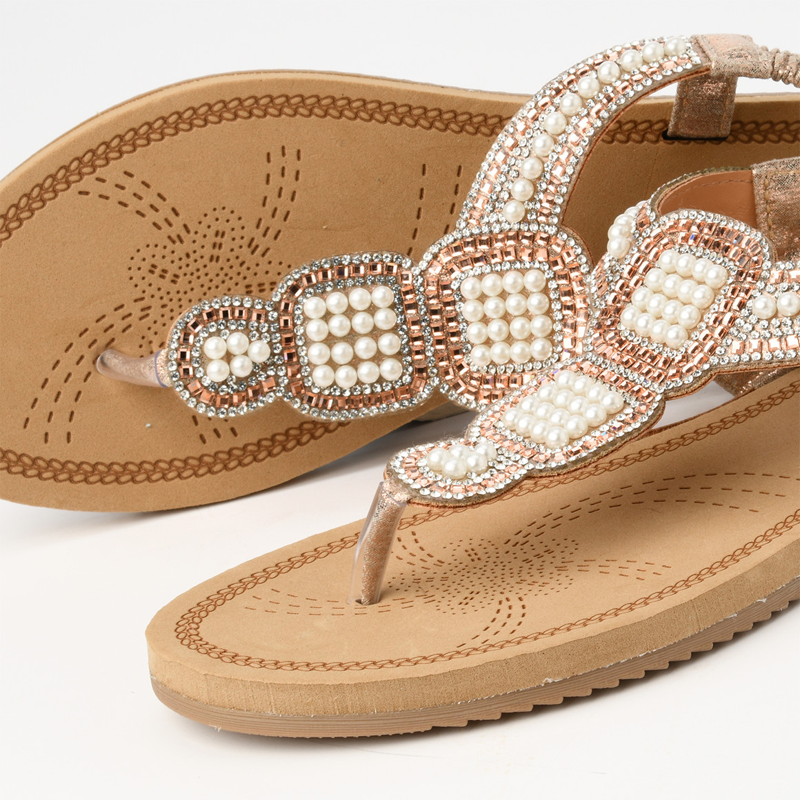 Damen Zehensandalen mit Perlen