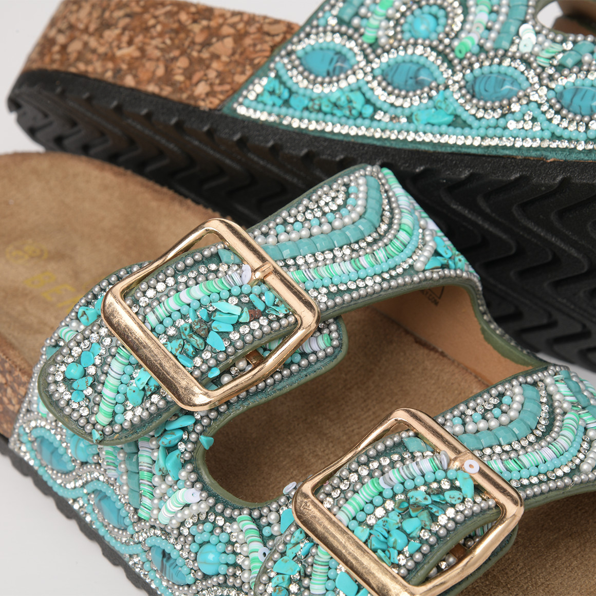 Damen Sandalen mit Zierperlen