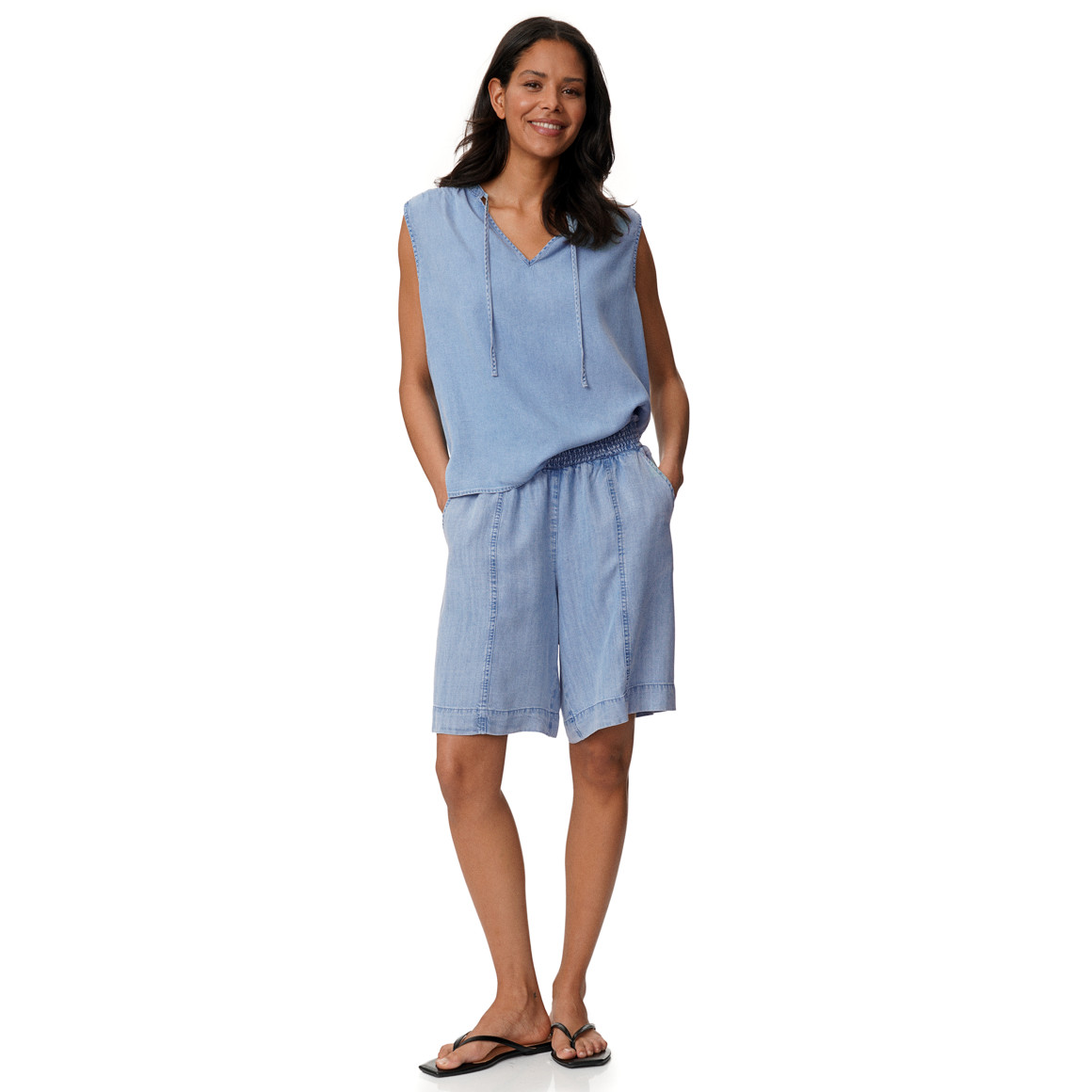 Damen Bluse in Denim-Optik
