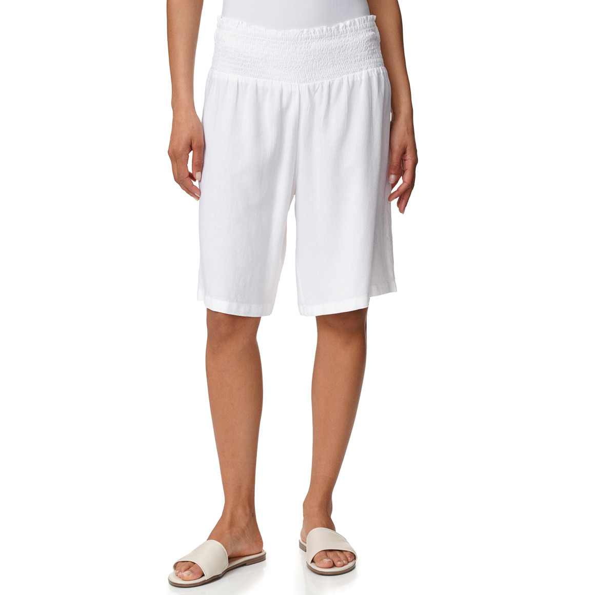 Damen Bermuda-Shorts aus Viskose-Leinen-Mix