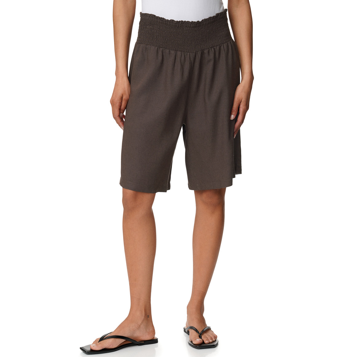 Damen Bermuda-Shorts aus Viskose-Leinen-Mix