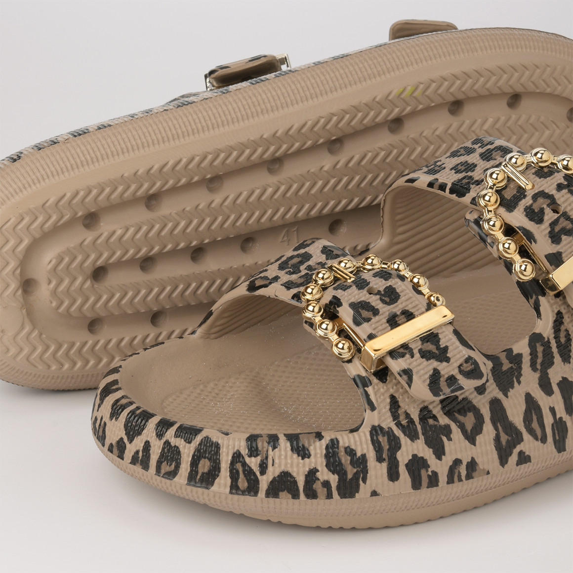 Damen Badesandalen mit Leo-Muster