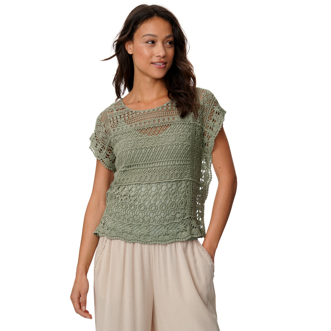 Damen Spitzenbluse mit Top