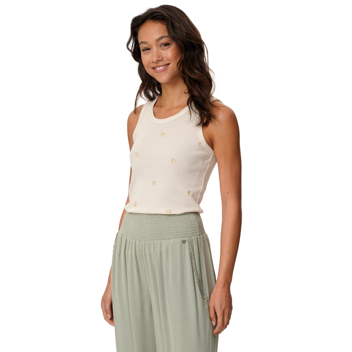 Damen Top mit Rippstruktur