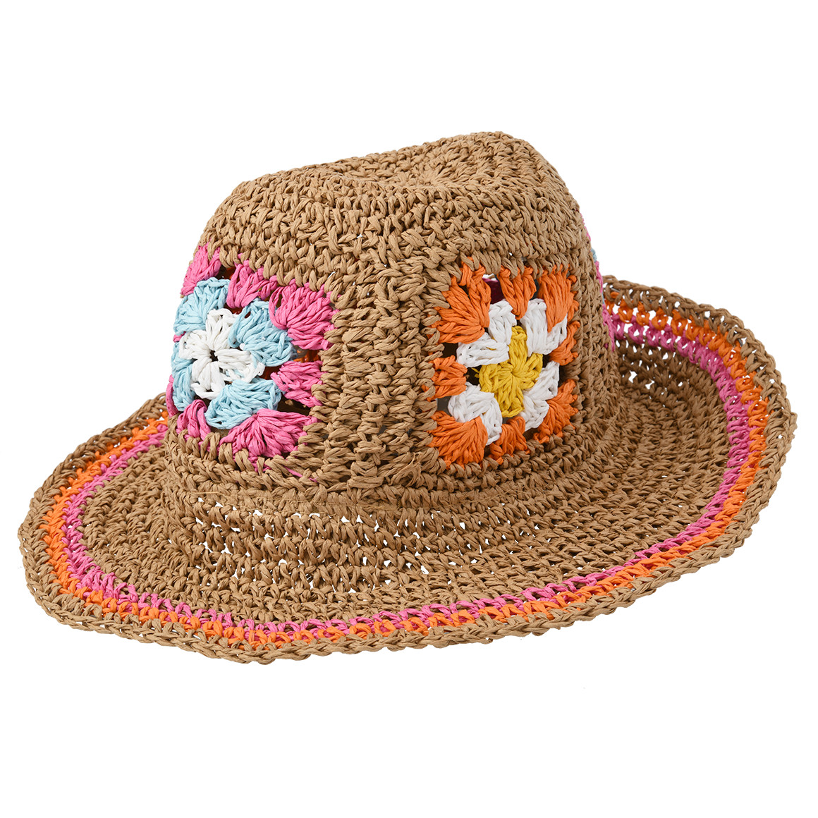 Damen Strohhut mit Blumen-Muster