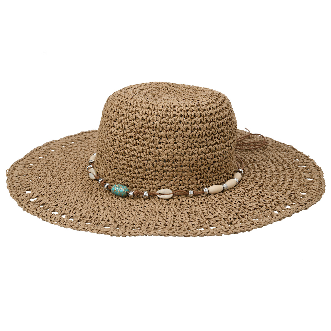 Damen Strohhut mit Perlenband