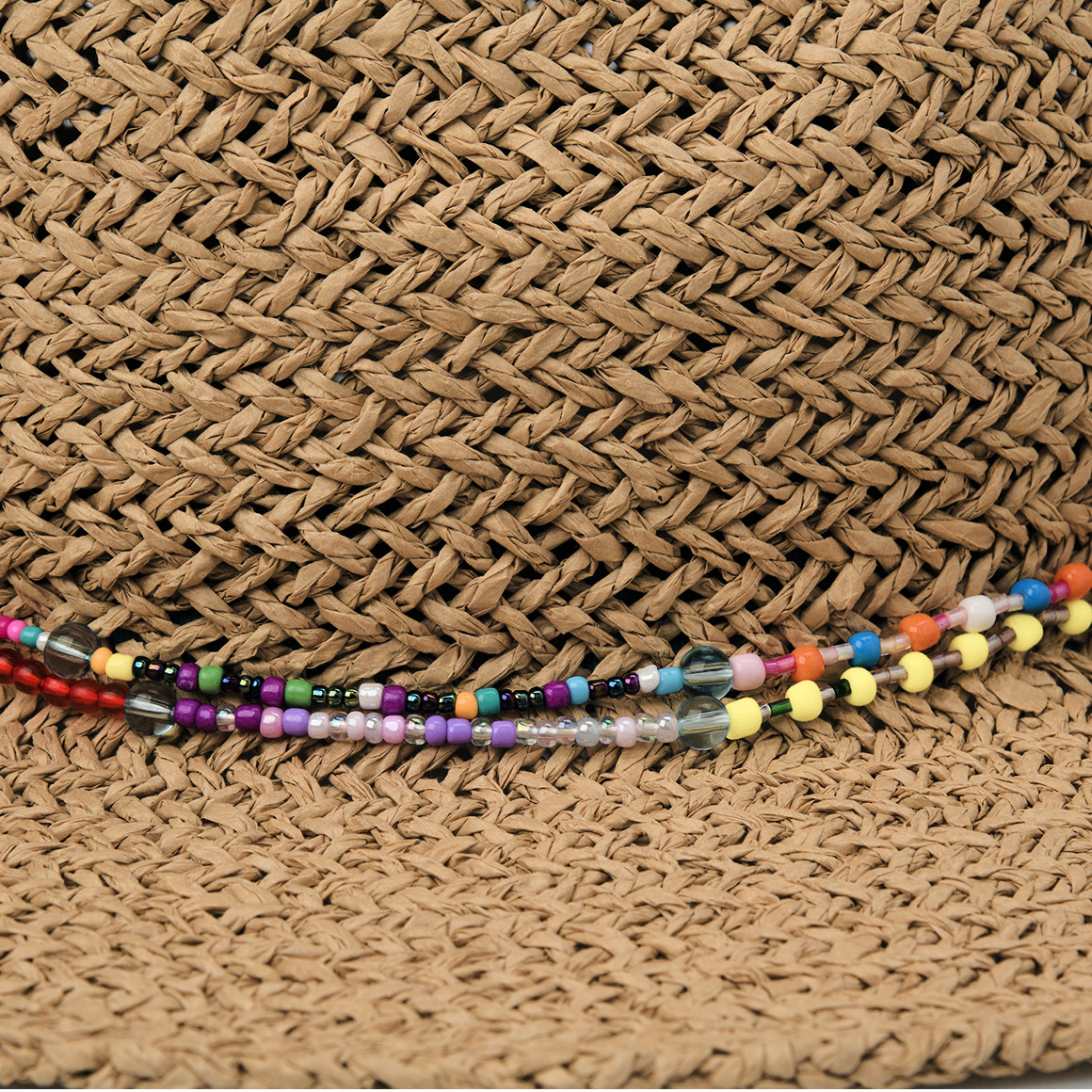 Damen Strohhut mit Perlenband