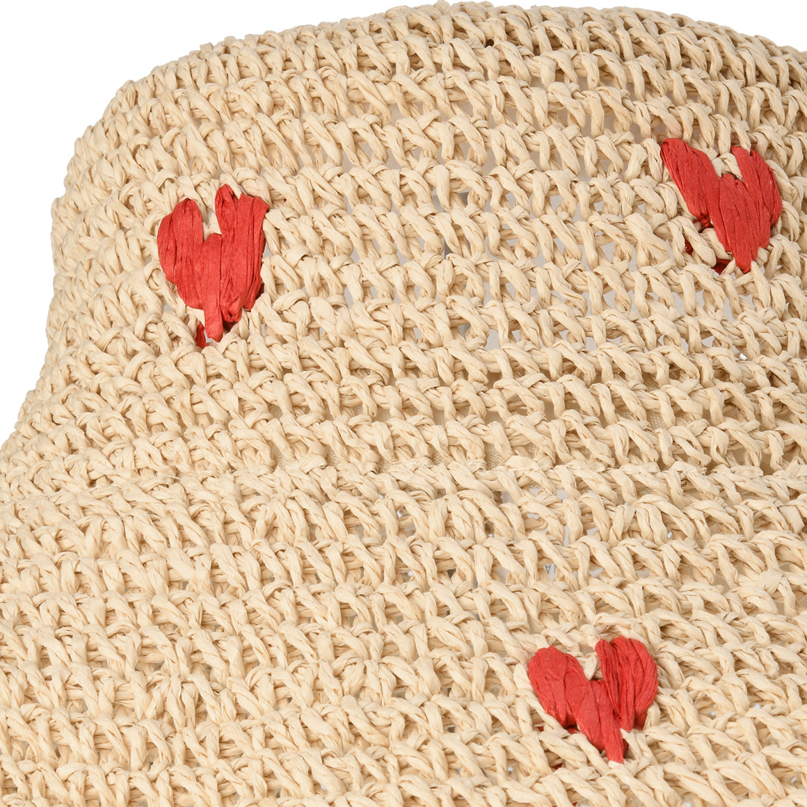 Damen Strohhut mit Herz-Motiven