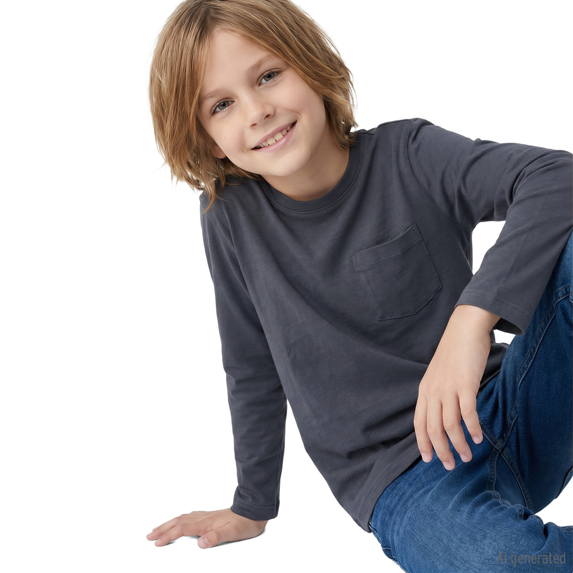 Jungen Langarmshirt in Unifarben