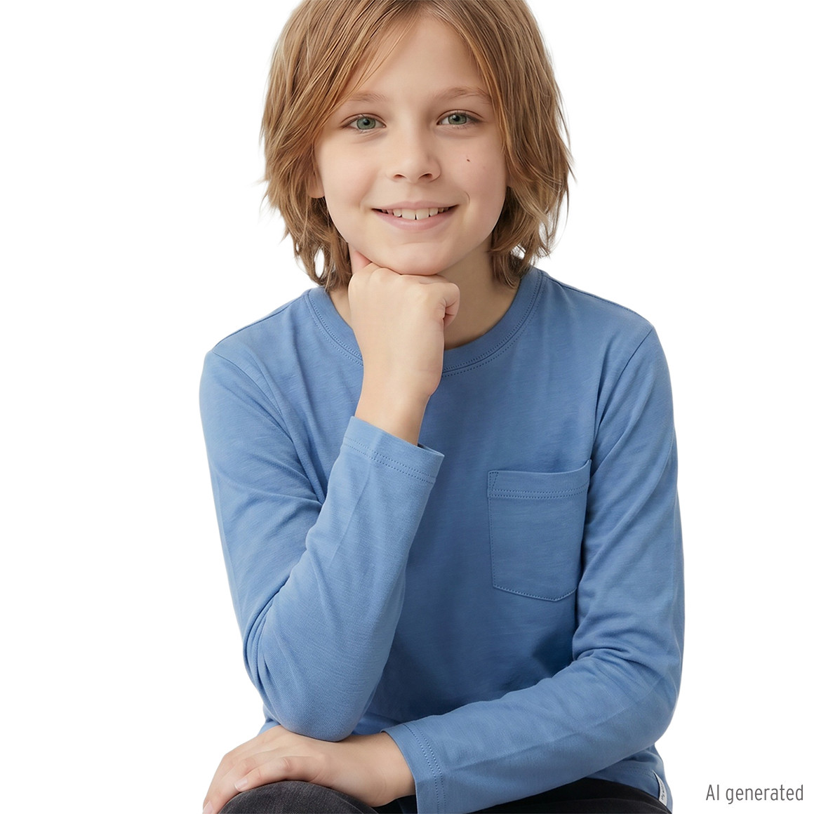 Jungen Langarmshirt in Unifarben