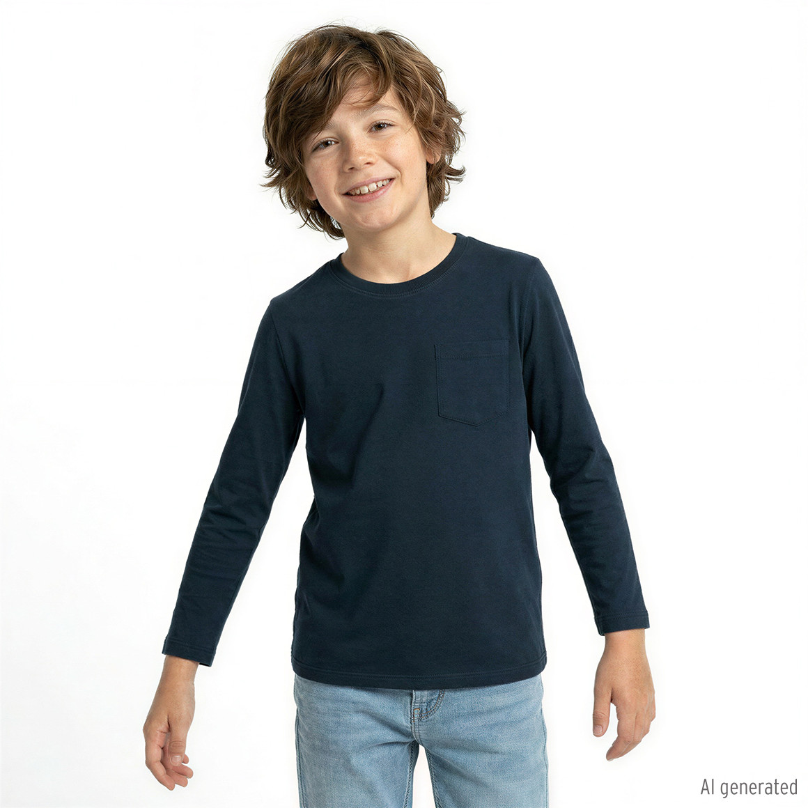 Jungen Langarmshirt in Unifarben