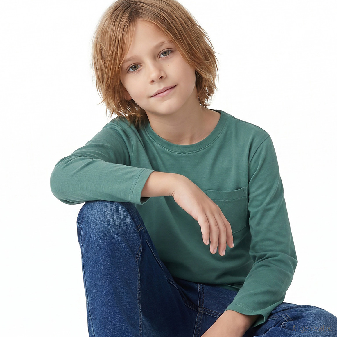Jungen Langarmshirt in Unifarben