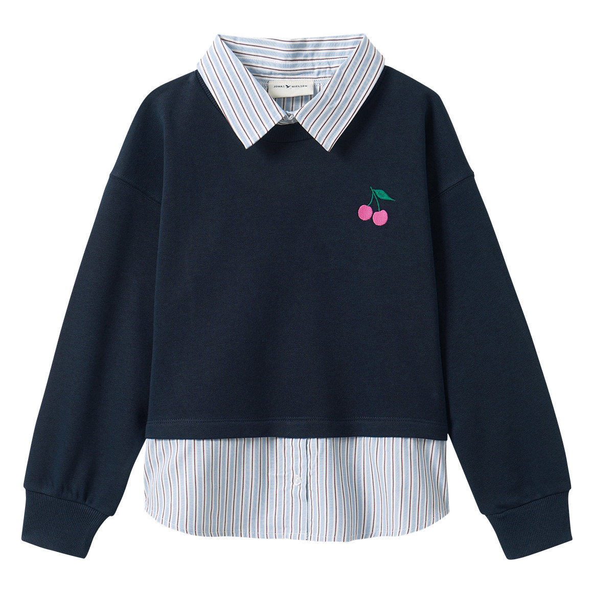 Mädchen Sweatshirt mit Bluseneinsatz