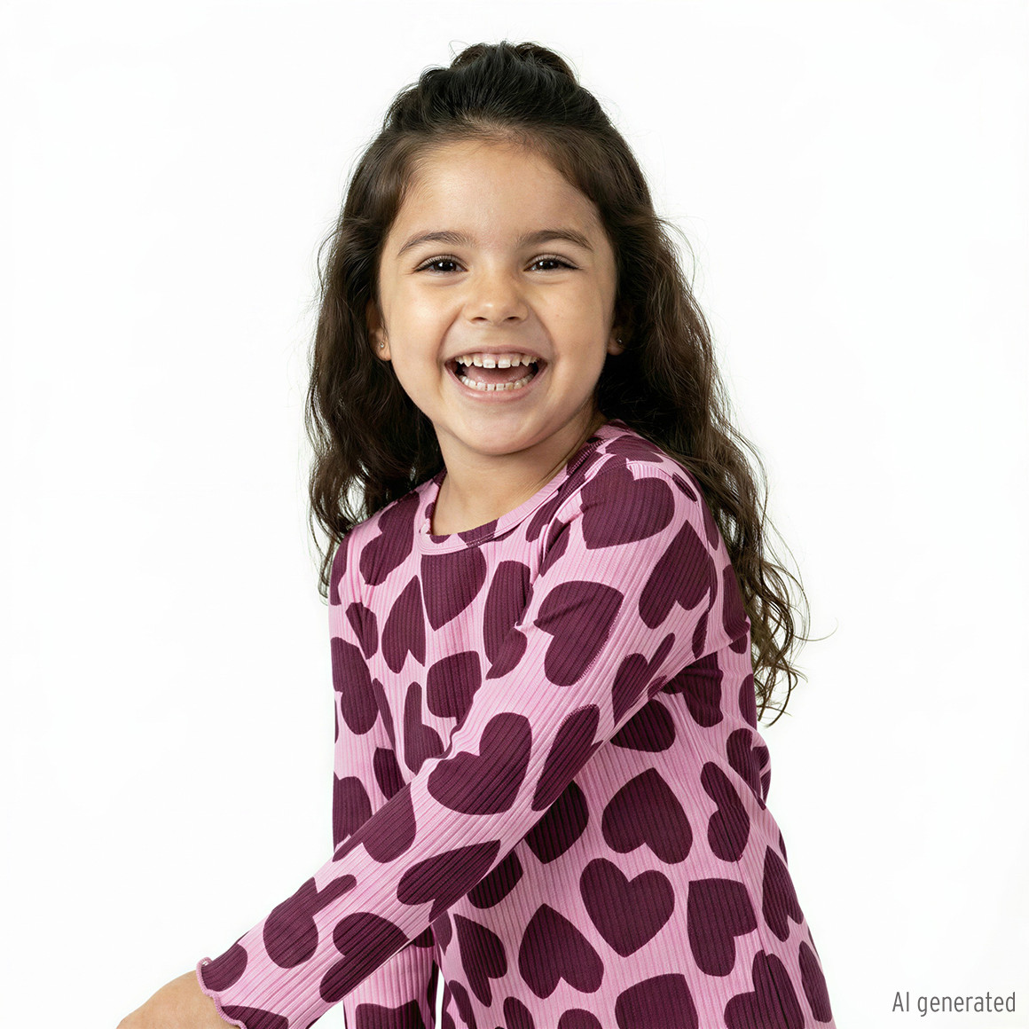 Mädchen Langarmshirt mit Herz-Allover