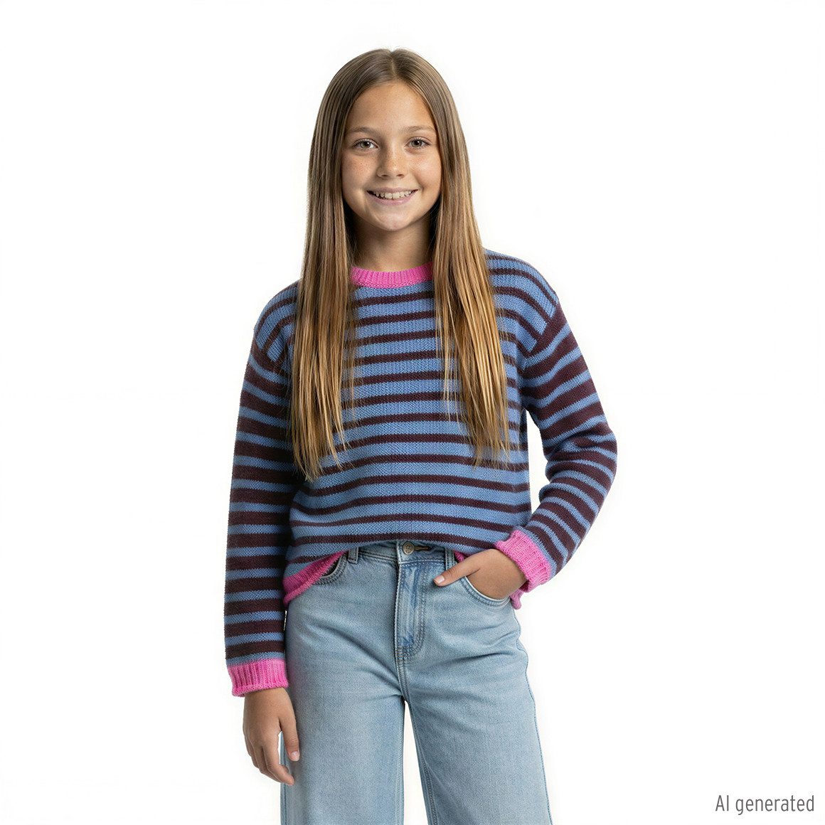 Mädchen Pullover mit Streifen