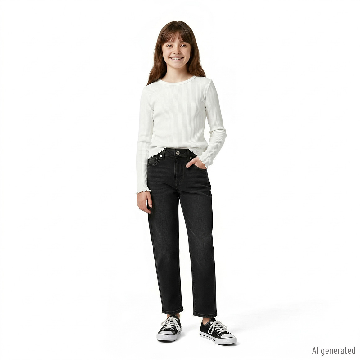 Mädchen Barrel-Jeans mit verstellbarem Bund