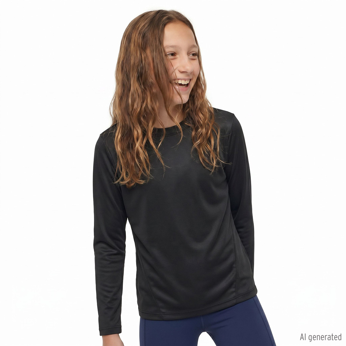 Kinder Sport-Langarmshirt unifarben