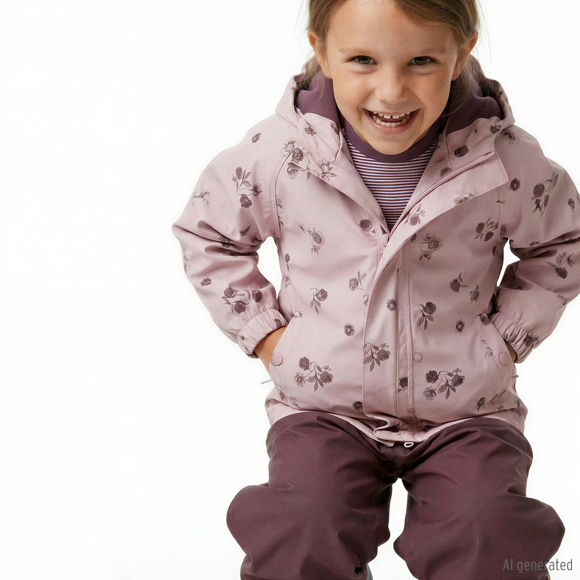 Mädchen Regenjacke mit Blümchen