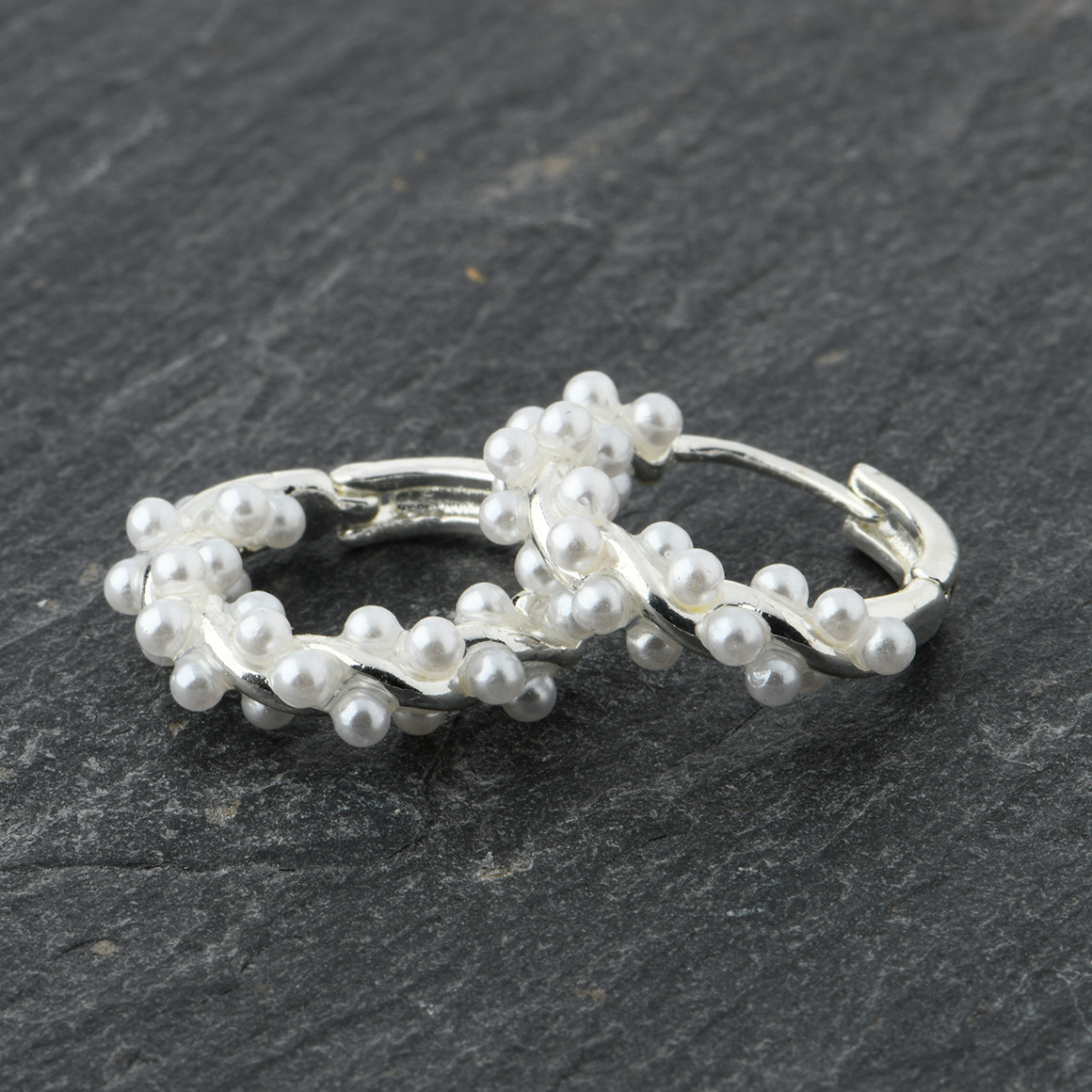 Damen Creolen mit Kunstperlen