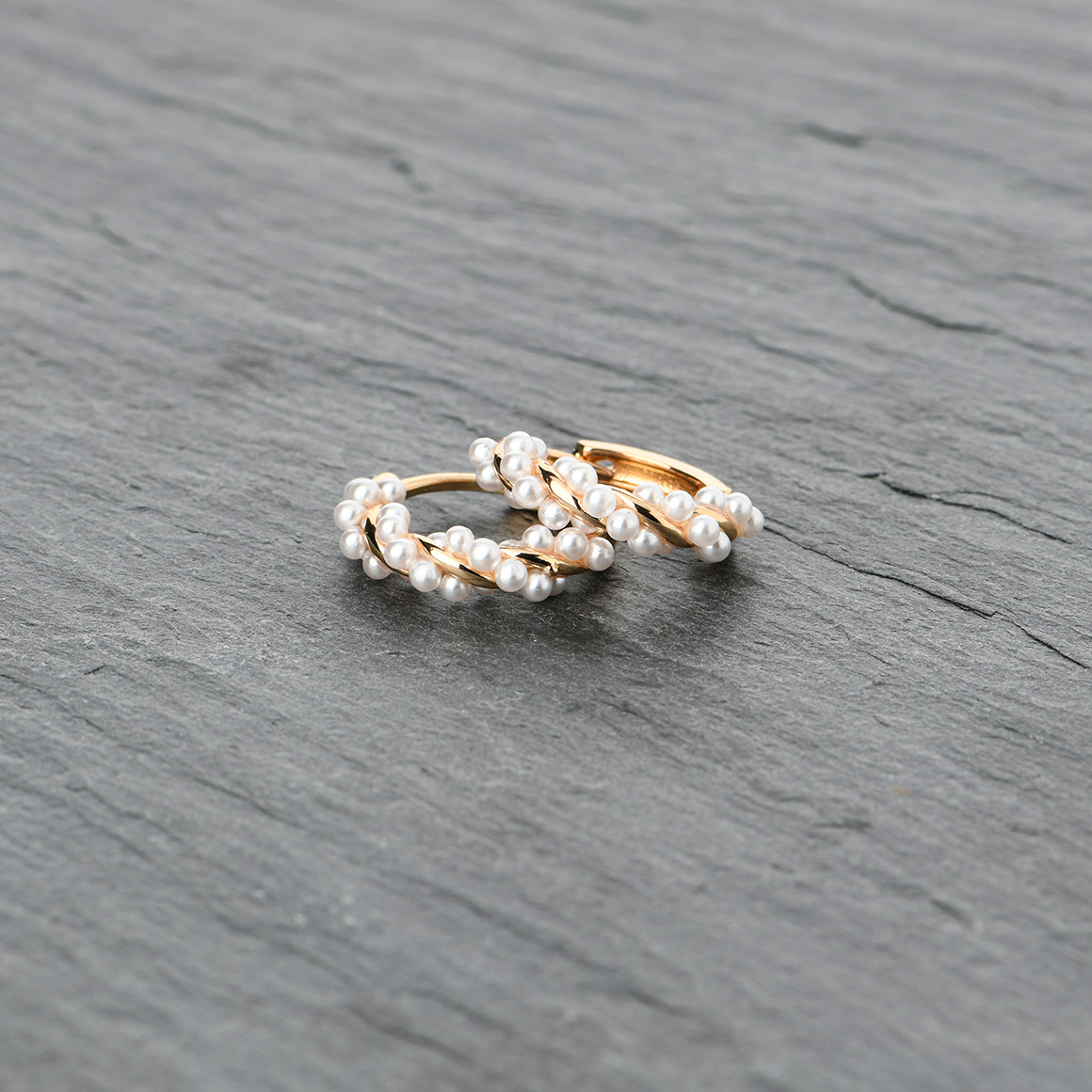 Damen Creolen mit Kunstperlen