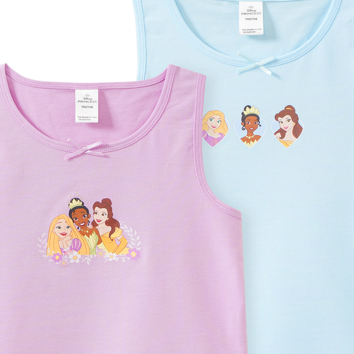 2 Disney Princess-onderhemden met prints