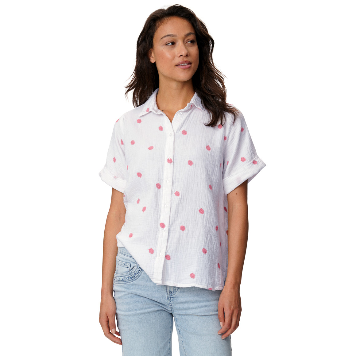 Damen Musselin-Bluse mit Stickerei