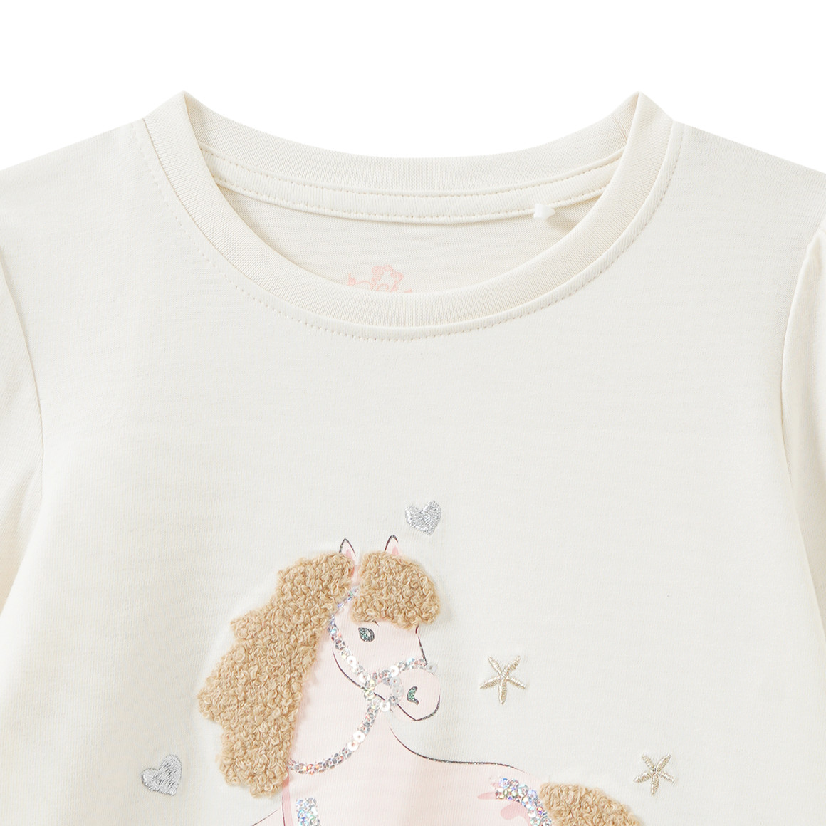 Mädchen Langarmshirt mit Pferde-Applikation