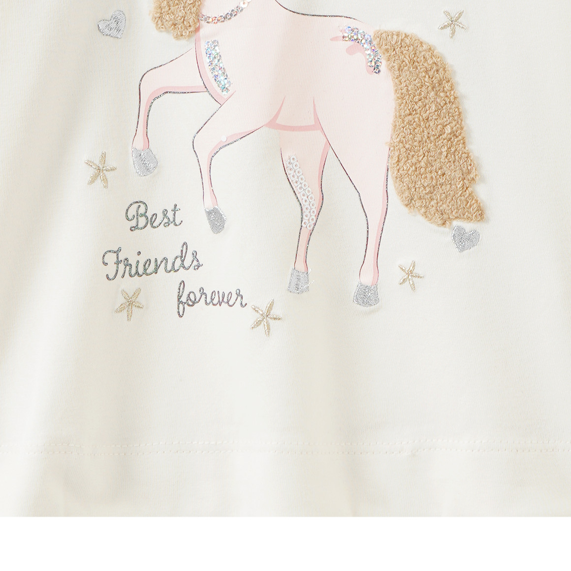 Mädchen Langarmshirt mit Pferde-Applikation
