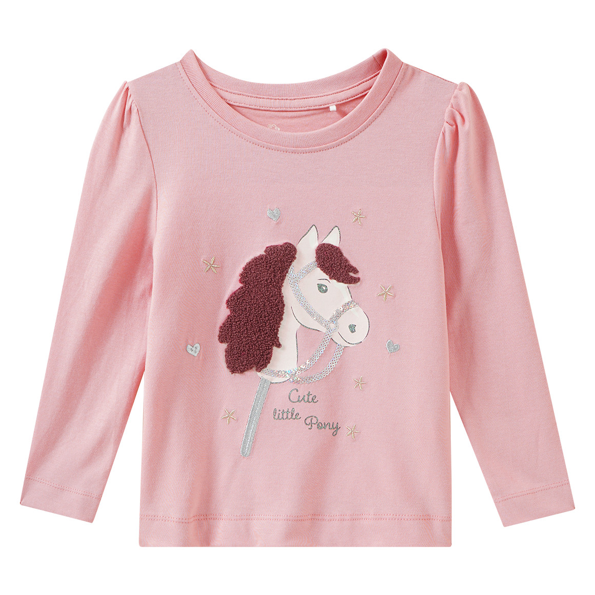 Mädchen Langarmshirt mit Pferde-Applikation