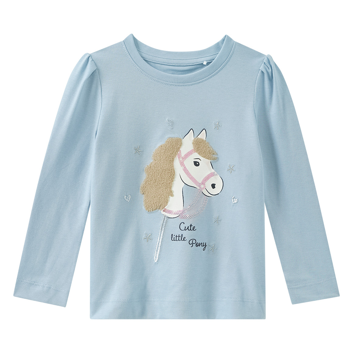 Mädchen Langarmshirt mit Pferde-Applikation