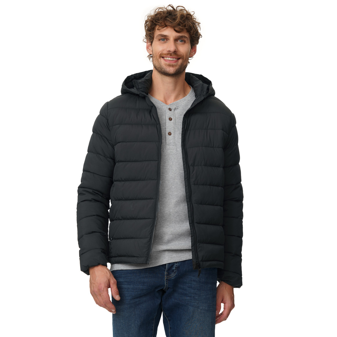 Herren Steppjacke mit abnehmbarer Kapuze