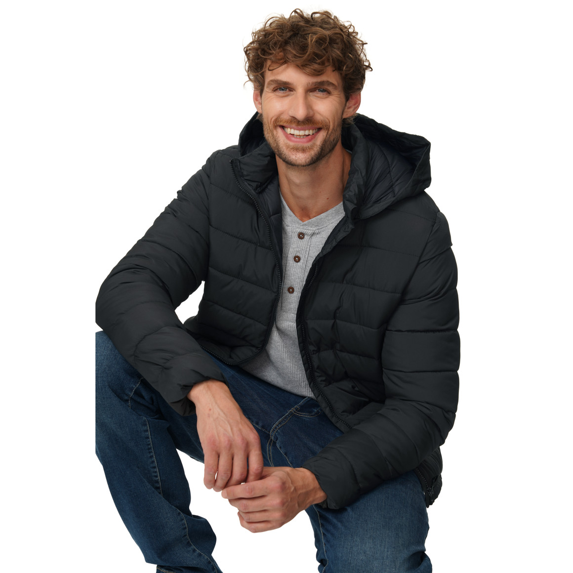 Herren Steppjacke mit abnehmbarer Kapuze