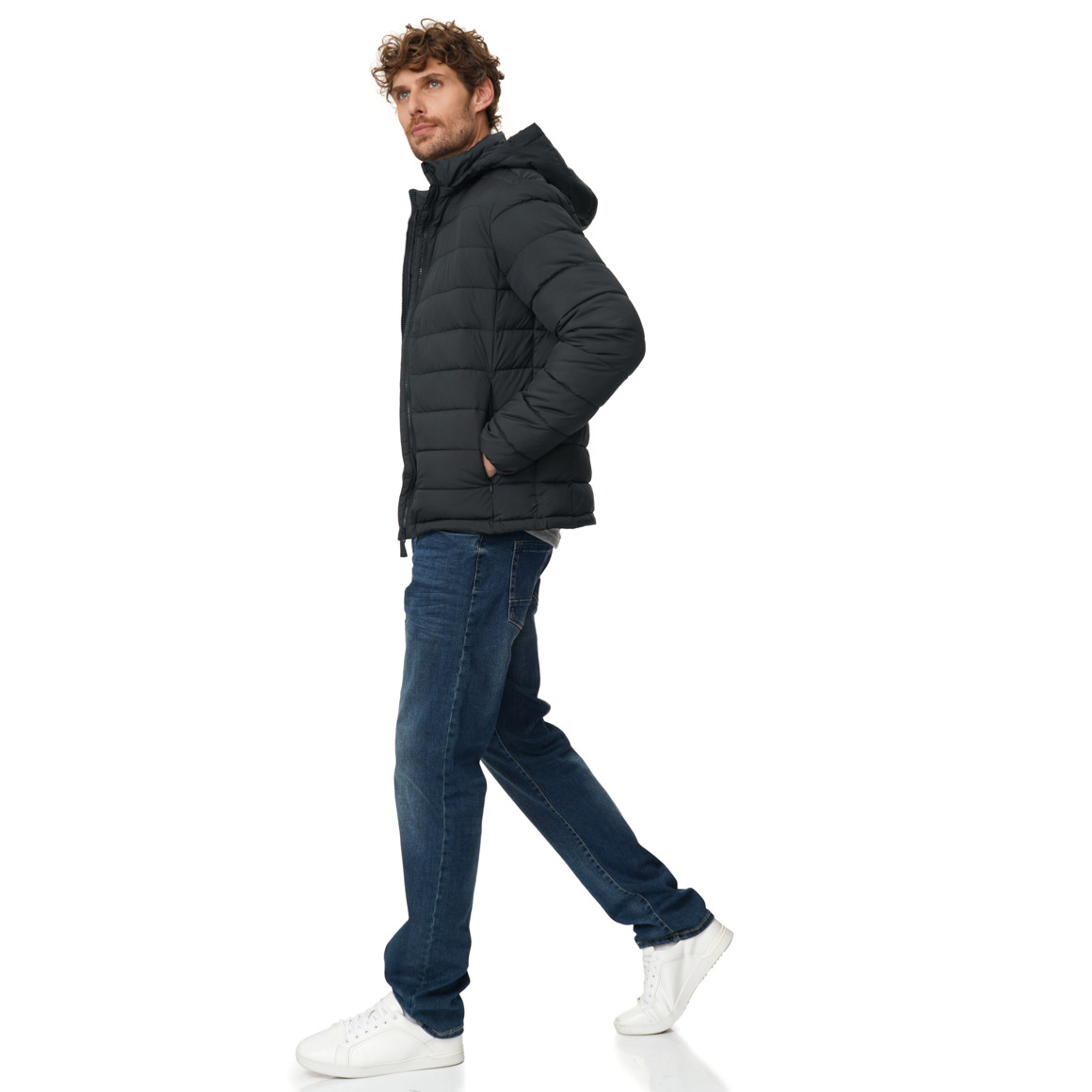 Herren Steppjacke mit abnehmbarer Kapuze